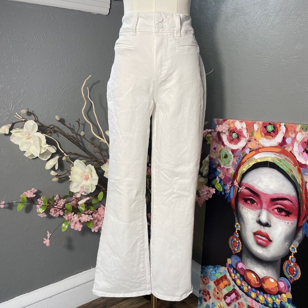 Paige Womens Claudine White Cotton Blend Denim Bootcut Leg Jeans Size 29